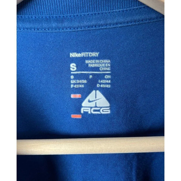 Nike Fit-Dry ACG Long Sleeve T-Shirt Blue Size Small Cotton Blend Crewneck Men’s - Picture 3 of 5